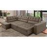 Sofá de Canto Retrátil e Reclinável com Molas LE 3,40x2,00m Viviane Suede Cinza Madelina Decor - 1