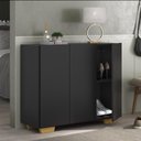 Ver imagem 1 de Sapateira 3 Portas Nina Multimóveis MP6019 Preta/Natural