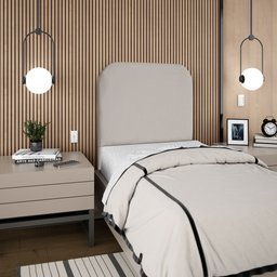 Cabeceira Estofada Solteiro Alana 90cm Suede Cinza Claro - 3