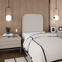 Ver imagem 3 de Cabeceira Estofada Solteiro Alana 90cm Suede Cinza Claro