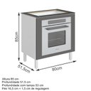 Ver imagem 3 de Balcao Forno Embutido Com Tampo Cooktop 80cm MDF Kali Branco Chumbo Nicioli