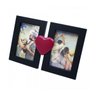 Porta Retrato Preto Casal Coração 2 Fotos 10X15cm - 3