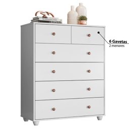Cômoda Casal Vittória com 6 Gavetas - Branco - 3