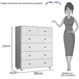Cômoda Casal Vittória com 6 Gavetas - Branco - 4