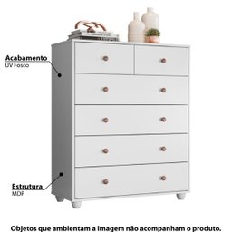 Cômoda Casal Vittória com 6 Gavetas - Branco - 2
