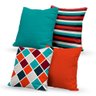 Kit 4 Capas De Almofadas Decorativas Own Geométricas Laranja e Azul 45x45cm - 1