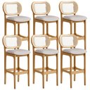 Ver imagem 1 de Kit 06 Banquetas Altas Para Cozinha Bancada Sala Tela Betta Fixa L02 Linho Bege - Lyam Lyam Decor