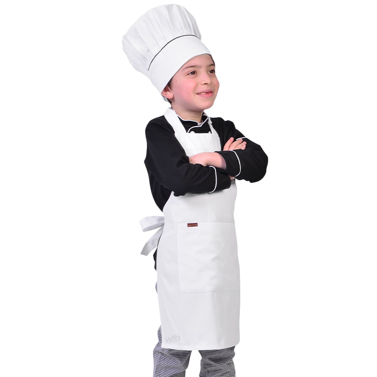 Avental Infantil Chef de Cozinha Corpo Inteiro de 04 a 08 anos - Wp Connect - Branco - Único
