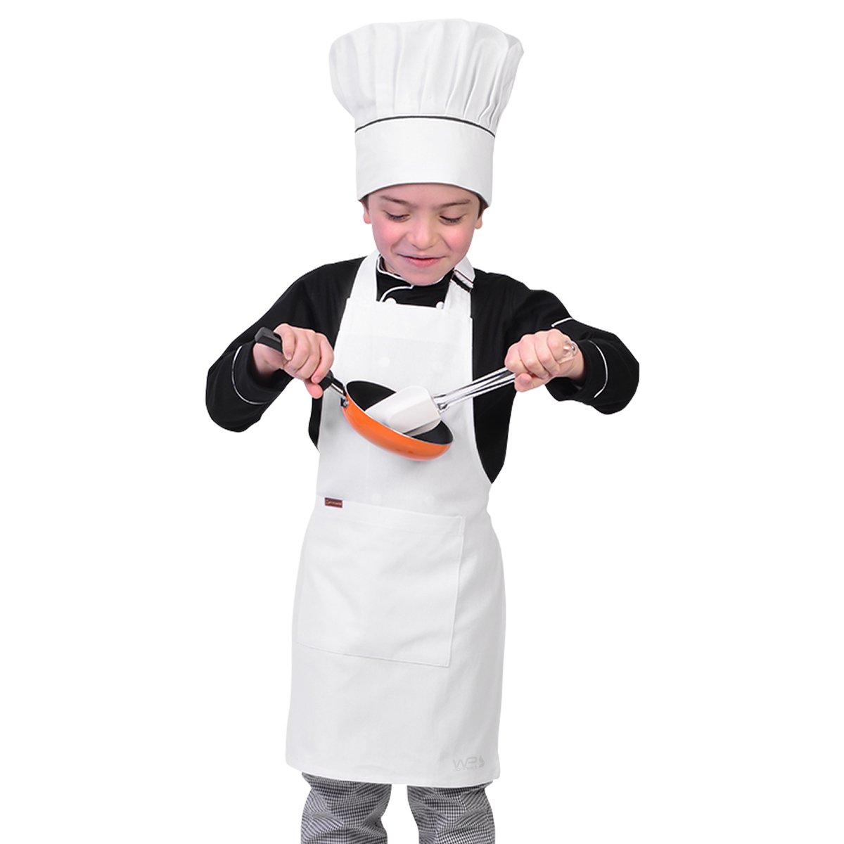 Avental Infantil Chef de Cozinha Corpo Inteiro de 04 a 08 anos - Wp Connect - Branco - Único - 2