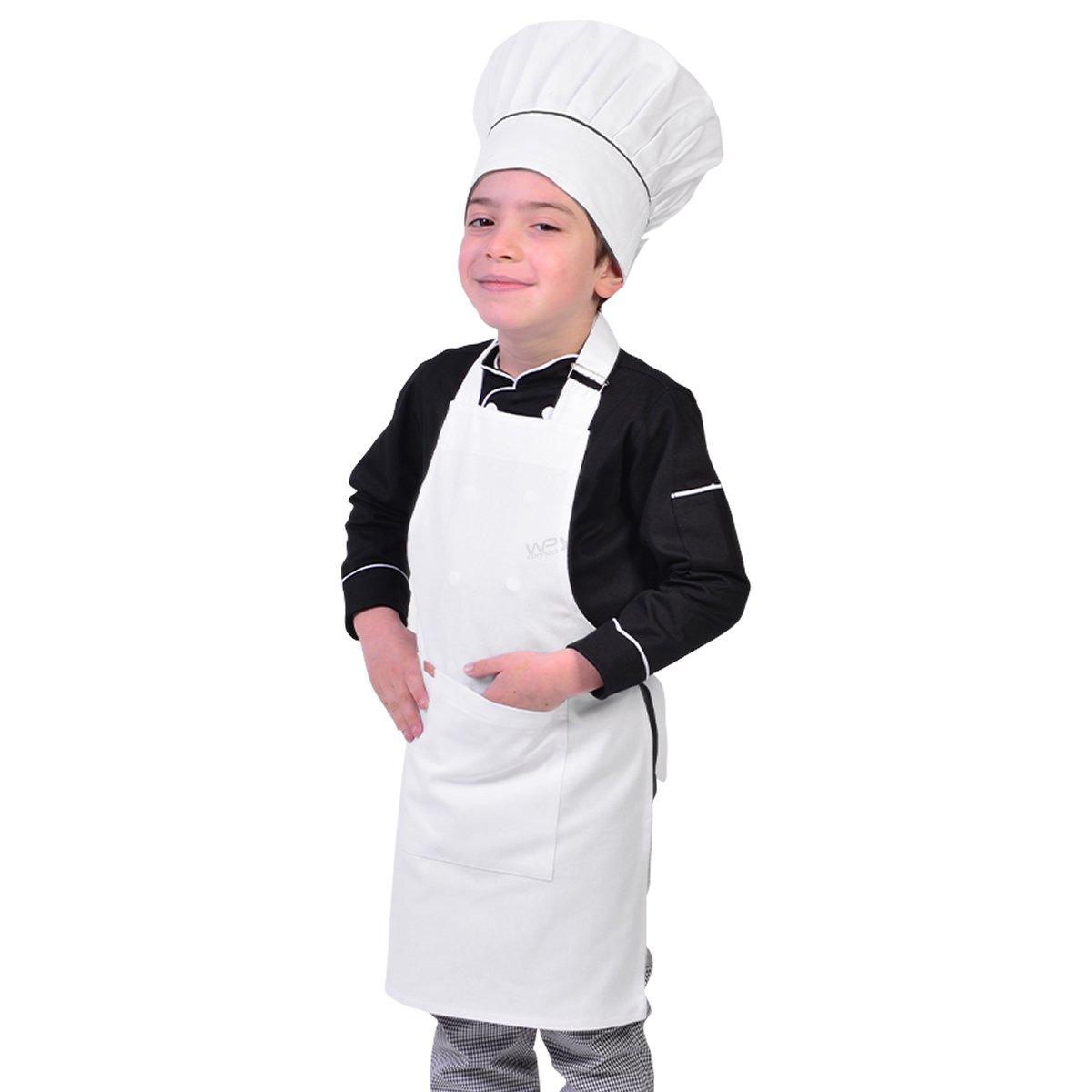 Avental Infantil Chef de Cozinha Corpo Inteiro de 04 a 08 anos - Wp Connect - Branco - Único - 3