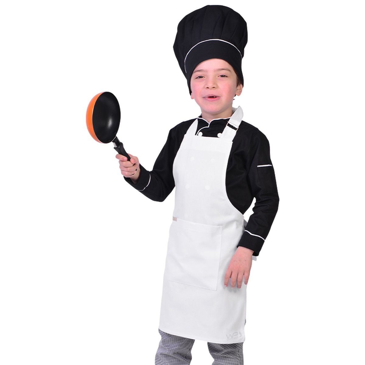 Avental Infantil Chef de Cozinha Corpo Inteiro de 04 a 08 anos - Wp Connect - Branco - Único - 6