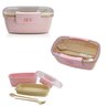 Bolsa térmica essencial rosa com marmita ecologica dupla - 4