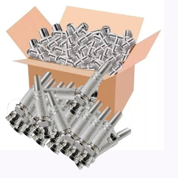 Kit 100 Conector Bnc Macho Parafuso com Mola para Câmera - 1