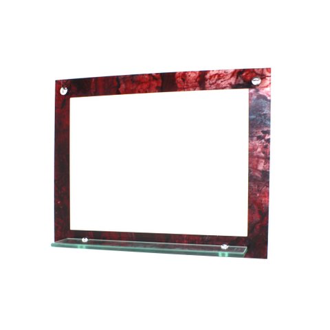 ESPELHO PARA BANHEIRO COM PRATELEIRA 50CM X 40CM MÁRMORE AVERMELHADO
