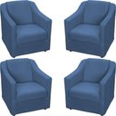 Ver imagem 6 de Kit 4 Poltronas Mila Pé de Plástico Cromado - Azul-marinho Suede
