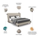 Ver imagem 3 de Cama King 195cm com Cabeceira Many P02 Veludo Bege - Mpozenato