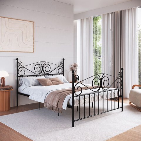 Cama King em Ferro Clássica Elizabeth:preto