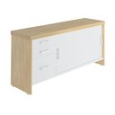 Ver imagem 3 de Balcão Multiuso Escritório com Gavetas e Portas Carvalho Branco