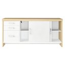 Ver imagem 2 de Balcão Multiuso Escritório com Gavetas e Portas Carvalho Branco