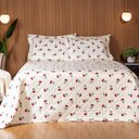 Ver imagem 3 de Cobre Leito Basic Casal Queen 3 Peças Floral Vermelho