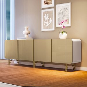 Aparador Buffet Bancada Saluti Hb Móveis 220cm - Off White/champanhe