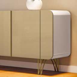 Aparador Buffet Bancada Saluti Hb Móveis 220cm - Off White/champanhe - 5