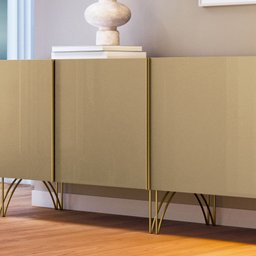 Aparador Buffet Bancada Saluti Hb Móveis 220cm - Off White/champanhe - 4