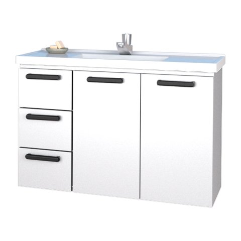 Gabinete Para Banheiro em Aço 3 Gavetas Damasco Branco - Cozimax