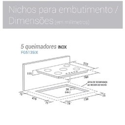 Cooktop à Gás Suggar 5 Queimadores Inox Bivolt Fg5135Ix - 2