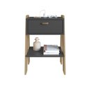 Ver imagem 1 de Mesa de Cabeceira Terni com Gaveta Prateleira e Tomada 41,5cm Cb220 Completa Móveis