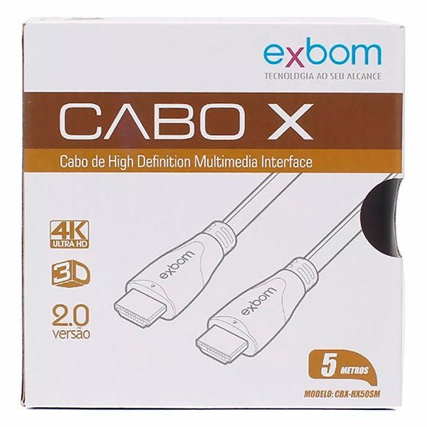 Cabo Hdmi Exbom 2.0 Ultra Hd Cbx-hx50sm 5 Metros Gold - 4