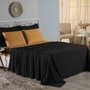 Ver imagem 1 de Jogo de Cama Casal Viúva Nobre 4 Peças Malha 100% Algodão - Preto / Cobre
