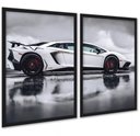 Ver imagem 1 de Kit 2 Quadros Decorativos Carro de Luxo Esportivo 24x18cm:moldura Preta