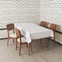 Ver imagem 3 de Toalha Mesa Plástica Térmica Linho Branco 6 e 8 lugares 2,20