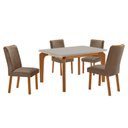 Ver imagem 2 de Conjunto Mesa de Jantar 120cm com 4 Cadeiras Estofadas Multimóveis Crrft-CON045 Madeirado/Off White