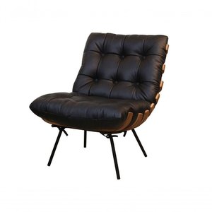 Poltrona de Couro Costela - Preto Pigmentado - Mempra