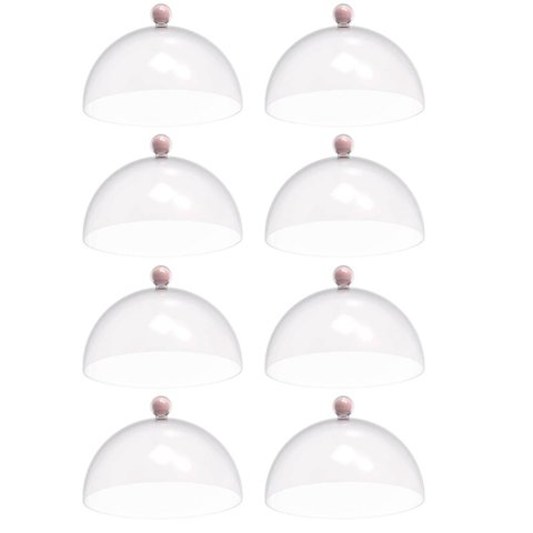 8 Cúpulas Plástico 25cm Bolos Tortas Doces Pratos Rosa Himalaia Bubble Crippa