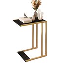Ver imagem 1 de Mesa Lateral de Apoio Industrial Compacta Sofá- Preto Dourado