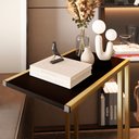 Ver imagem 3 de Mesa Lateral de Apoio Industrial Compacta Sofá- Preto Dourado