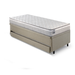 Bicama Box Baú Solteiro Linho Bege 88x188 com Colchão Hanover Molas Ensacadas Inducol - 10