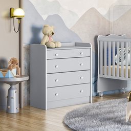 Comoda com Trocador para Quarto Infantil Doce Sonho - Cinza Acetinado - 2