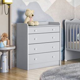 Comoda com Trocador para Quarto Infantil Doce Sonho - Cinza Acetinado - 5