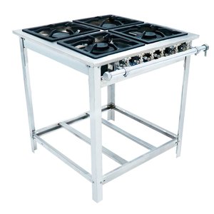 Fogão Industrial Baixa Pressão Extra Inox - 4 Queimadores: 2 Simples 2 Duplos - Venâncio Gás Glp