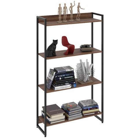 Estante Livreiro Multiuso Dynamica Industrial 80cm 4 Prateleiras C08 Nogal - Mpozenato