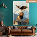 Ver imagem 1 de Quadro Decorativo Águia e o Leão na Montanha Sala Quarto Casa Escritório