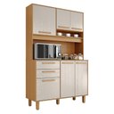Ver imagem 1 de Armário para Cozinha Kit Prime 120 Cm 6 Portas 2 Gavetas Cinamomo Areia Fosco - Zanzini