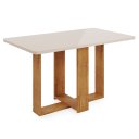 Ver imagem 2 de Conjunto de Mesa Hana com 6 Cadeiras Gol 1,60x80 Mel- Off White/bege
