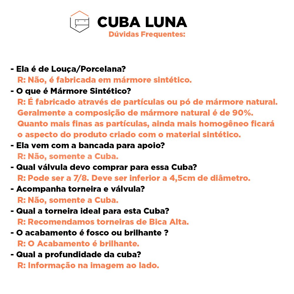 Cuba de Apoio para Banheiro em Mármore Sintético Luna Cinza - Cozimax - 4