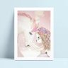 placa poster infantil desenho unicórnio e menina - 1