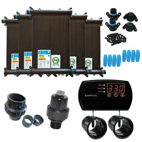 Kit Aquecedor Solar Piscina 17placas3mt+controlador+valvulas